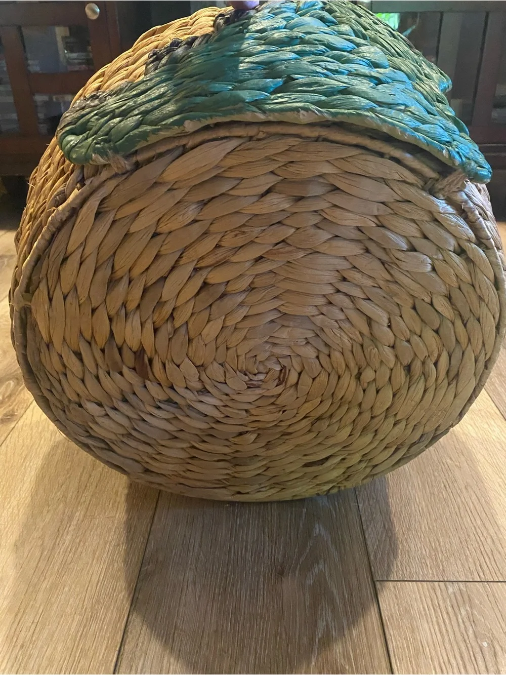 Whimsical Woven Water Hyacinth Alligator Storage Basket / Toy Bin